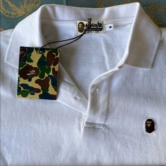 A Bathing Ape White Polo T-Shirt - Boy’s Medium - Picture 11 of 13